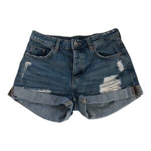 Divided Womens Jean Shorts Size 4 Button Fly Distressed Cuffed Denim Jean Shorts